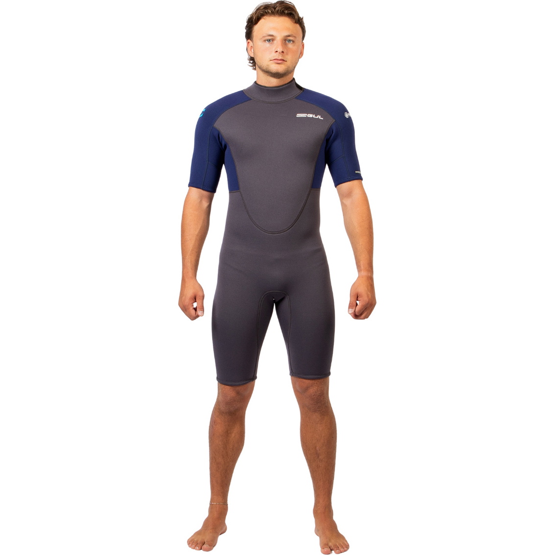 2026 Gul Da Uomo Response Natur 3/2mm Back Zip Shorty Muta RE3319-GYBL - Grey / Blue